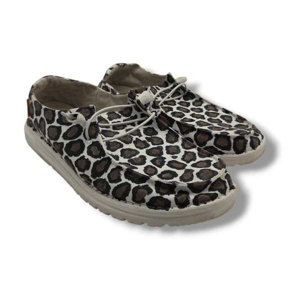 Hey‎ Dude Wendy Shoes Womens 12 Leopard Chambray White - Picture 2 of 9